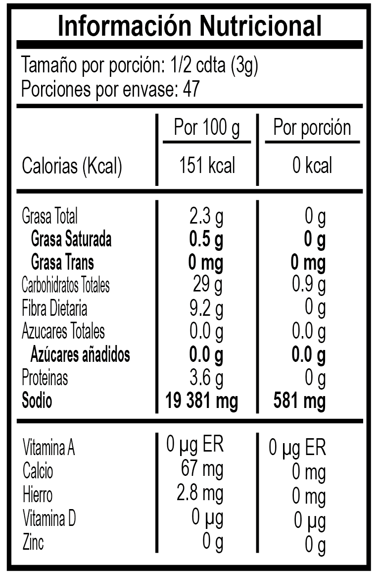TAJÍN® Clásico Polvo - 142g Nutrition Facts 142g