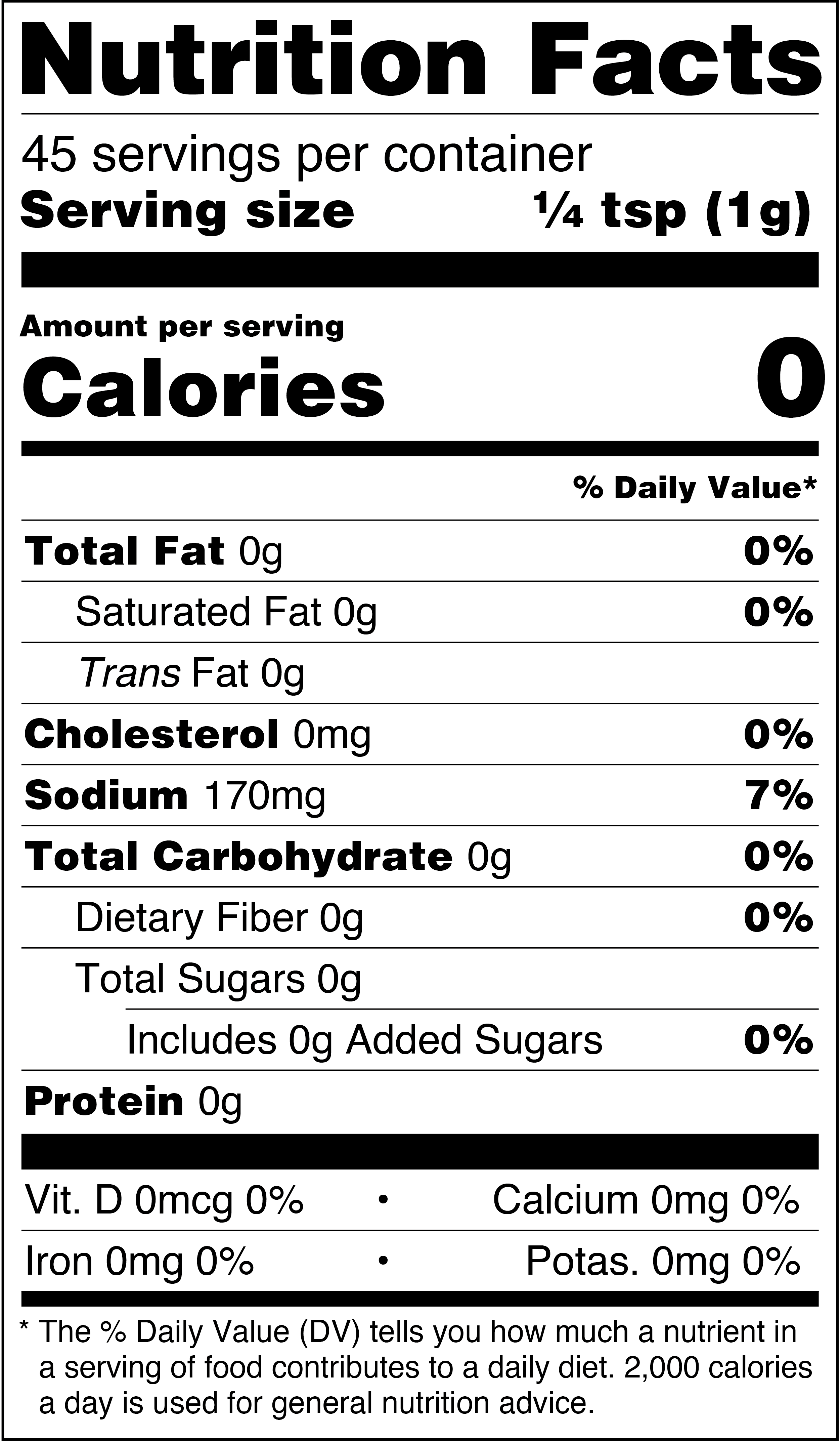 TAJÍN® Habanero - 1.6oz Nutrition Facts 1.6oz