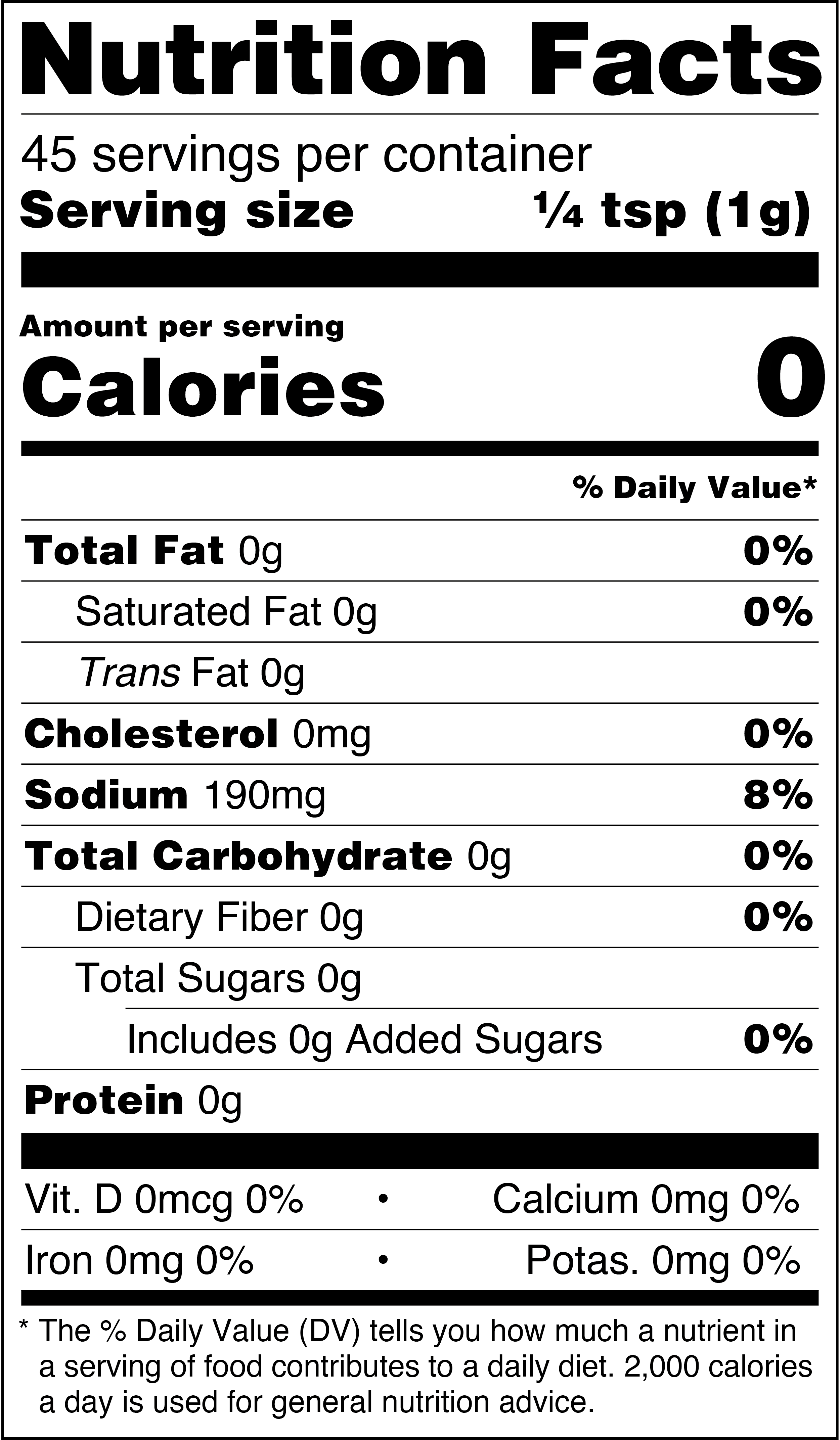 TAJÍN® Clásico Chilipulver - 1.6oz Nutrition Facts 1.6oz