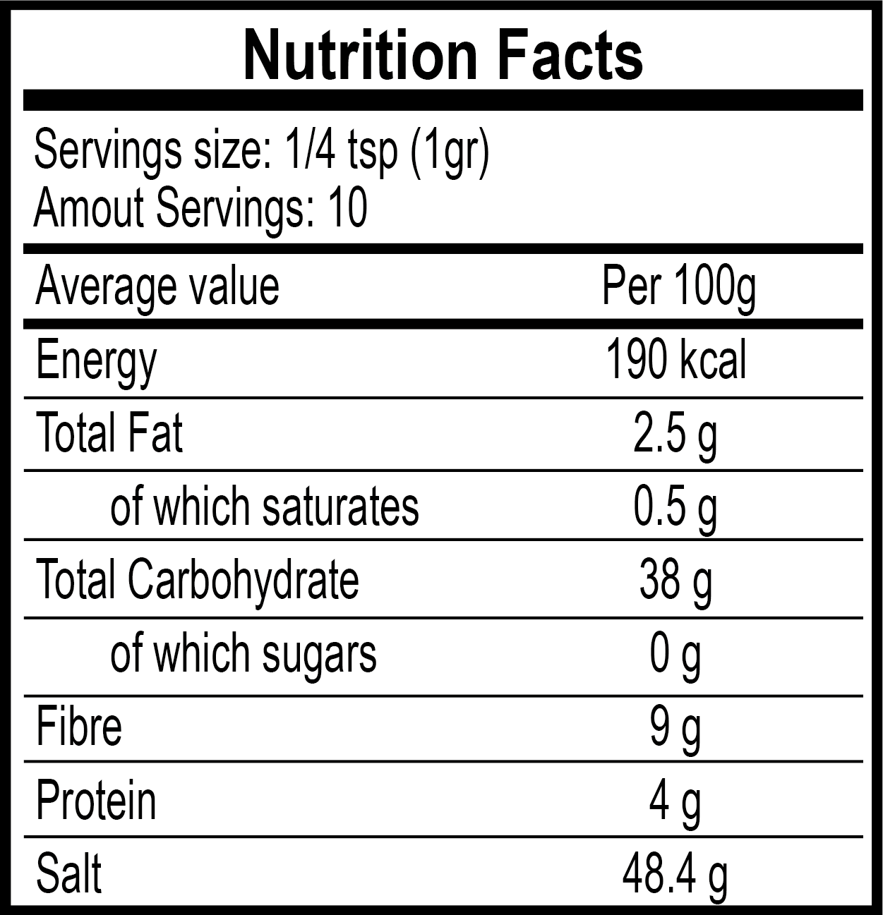 TAJÍN® Fruit Seasoning - Mini Nutrition Facts Mini (10g)