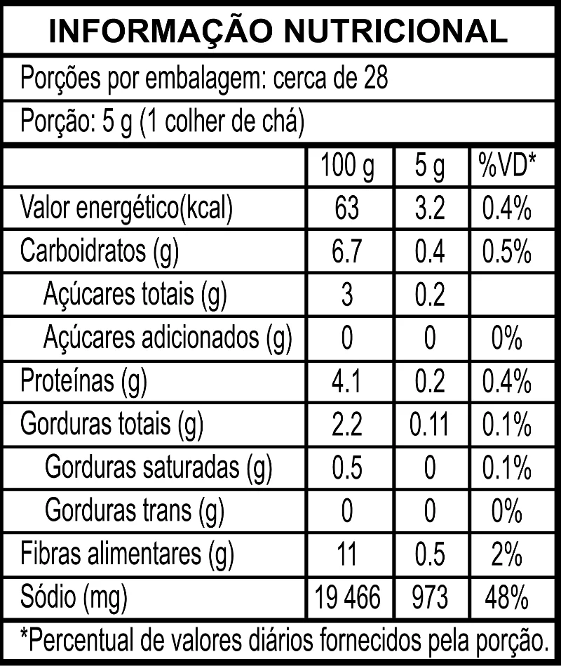 TAJÍN® Clásico em Pó - 142g Nutrition Facts 142g